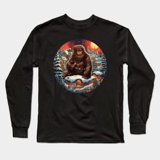 Bigfoot Squatching Through The Snow Sasquatch Christmas Xmas Long Sleeve T-Shirt